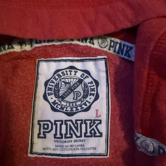 Pink Victoria secret women’s large university zip up red hoodie - Picture 4 of 7